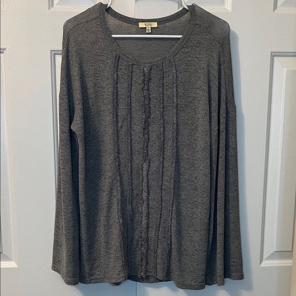 Kori Tops - Kori America‎ Boutique Long Sleeve Tunic Bell Sleeves Gray Size S
